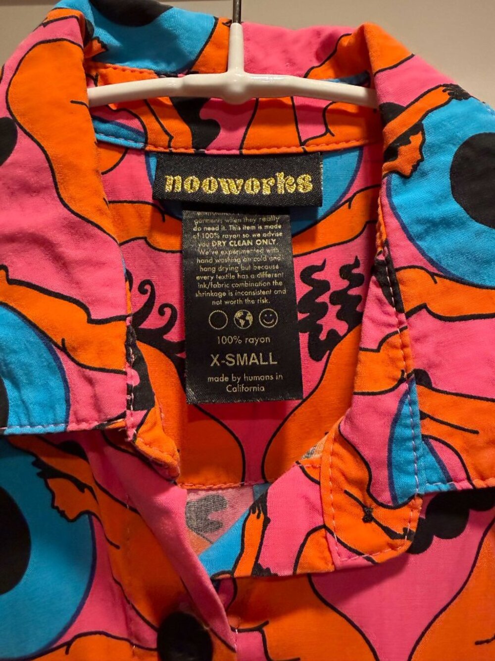 Nooworks Joyce Button Down Shirt - Psychedelic Eyes - XS - Picture 4 of 5